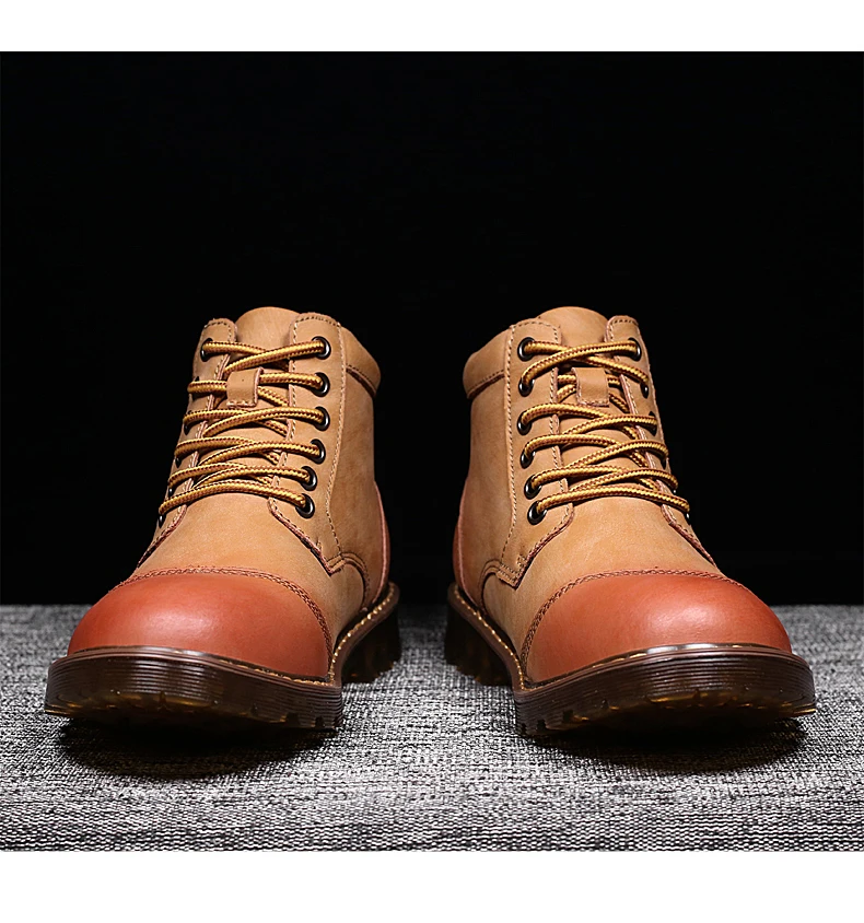 Уличные мужские зимние ботинки в байкерском стиле; Рабочая обувь; водонепроницаемые высококачественные ботильоны на меху; мужская повседневная обувь; Мужская плюшевая обувь размера плюс 46