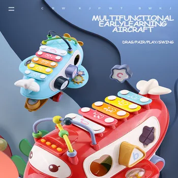 

Infantile Early Education Airplane Toy Children Multifunctional Music Light Percussion Piano Figure Matching Around Beads