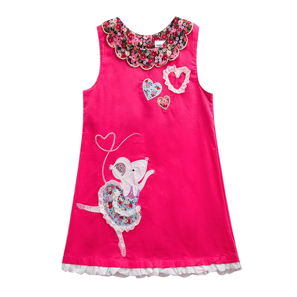 Girls Sleeveless Dress Embroidered Cotton Dress Summer New Button Dress for Girls Wearing Sleeveless Dress H6148