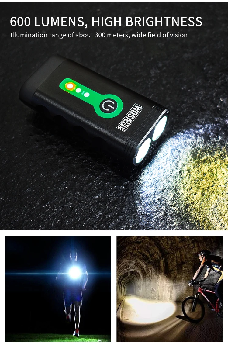 WOSAWE USB Аксессуары для велосипеда перезаряжаемый велосипедный фонарь на руль велосипедный светодиодный светильник 18650 Батарея Вспышка светильник фонарь передняя лампа