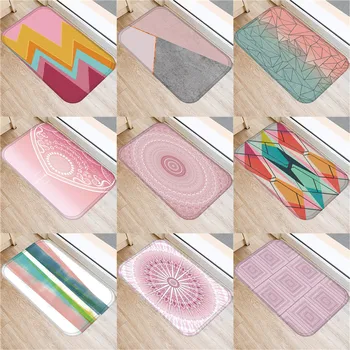 

Geometric Doormat Kitchen Carpet Anti-Slip Nordic Style Marble Map Bottom Bathroom Floor Dustproof Mats