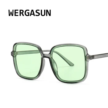 

WERGASUN Vintage Sunglasses Women Oversized Square Frame Luxury Brand Designer Female Glasses Big Shades Oculos