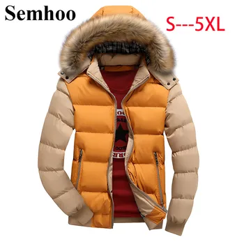 

Autumn And Winter New Men's Fashion Cotton Youth Casual Thick Warm Wool Collar Zipper Detachable Cap