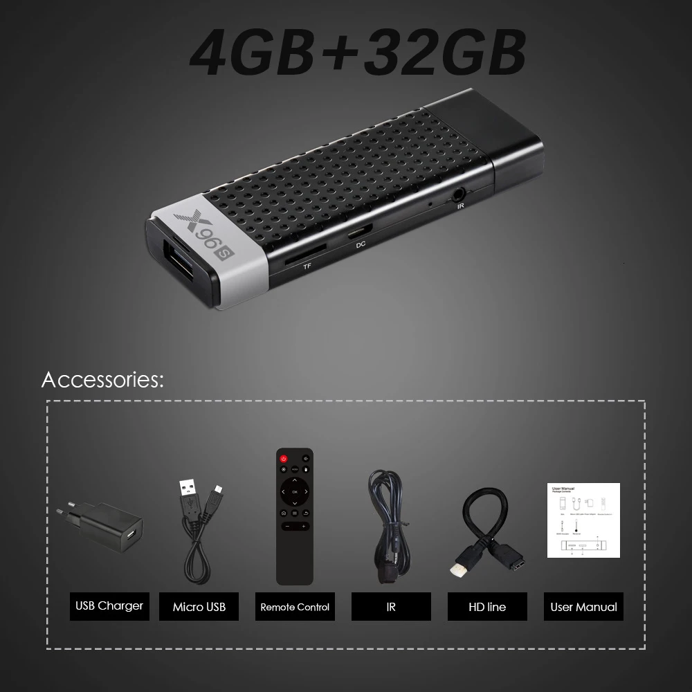 4GB 32GB X96S мини ТВ 2 ГБ/4 ГБ Оперативная память 16/32 ГБ флэш-памяти, Встроенная память ПК Смарт Android 8,1 ТВ Box Amlogic S905Y2 2,4G/5,8 Г Wi Fi Bluetooth 4 к HD медиа-плеер - Цвет: 4GB 32GB