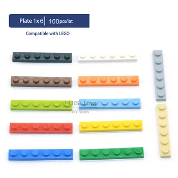 

Children Educational Learning Toys 1x6 Short Plastic Bricks Parts Compatible With Legoes Building Blocks SetDIY Toys 100pcs/lot