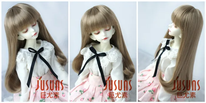 JD319B 1/3 1/4 синтетический мохер BJD кукольные парики Размер 7-8 дюймов 8-9 дюймов длинные кукольные парики с полной челкой аксессуары для куклы