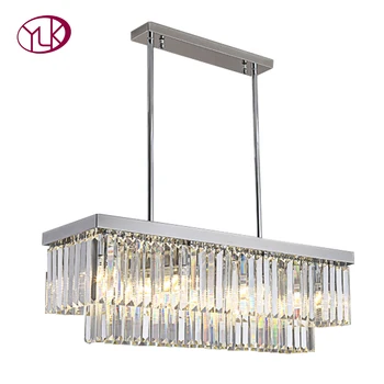 

Rectangle Chrome Crystal Chandelier Lighting Modern Living Room Led Chandeliers for The Kitchen Luxury Lamp E14 LED Bulbs AC
