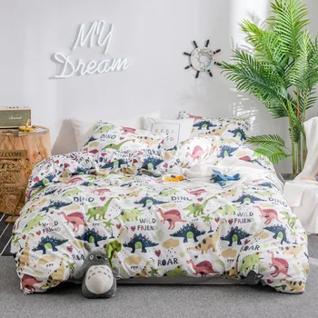

Brushed Dinosaurs Kids Bedding Set King Queen Twin Size Duvet Cover Pillow Case Bed Linen Set