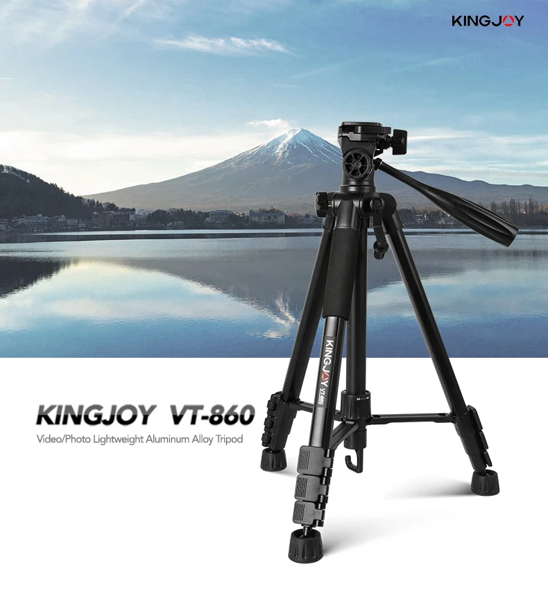 KINGJOY Officia VT-860, профессиональный портативный алюминиевый штатив для камеры, Аксессуары для видео, подставка с панорамной головкой для SLR DSLR