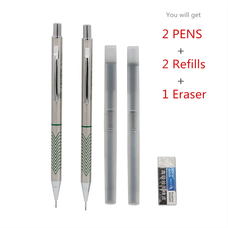 2PCS/Lot High quality metal mechanical pencil 0.5 0.7 0.9mm refills Office school student writing painting stationery images - 6
