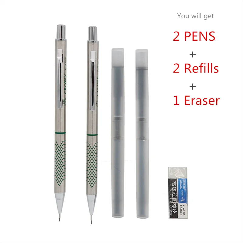 2PCS/Lot High quality metal mechanical pencil 0.5 0.7 0.9mm refills Office school student writing painting stationery 6