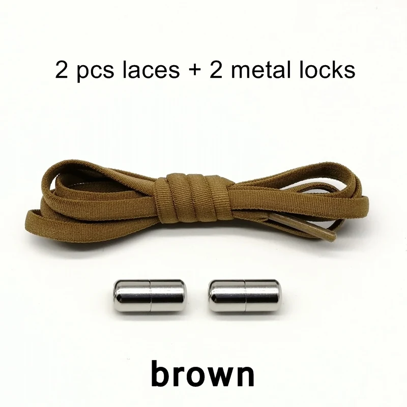 1 пара без завязок; шнурки металлические круглые эластичные шнурки для обуви для детей и взрослых Спортивная обувь на шнурках; быстрая ленивые шнурки - Цвет: Brown