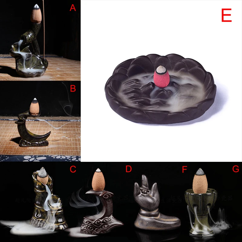 7 Style Tower Incense Ceramic Burner Fragrance Holder Backflow Censer Creative Aromatherapy Smoke Reflux Incense Stick Incense