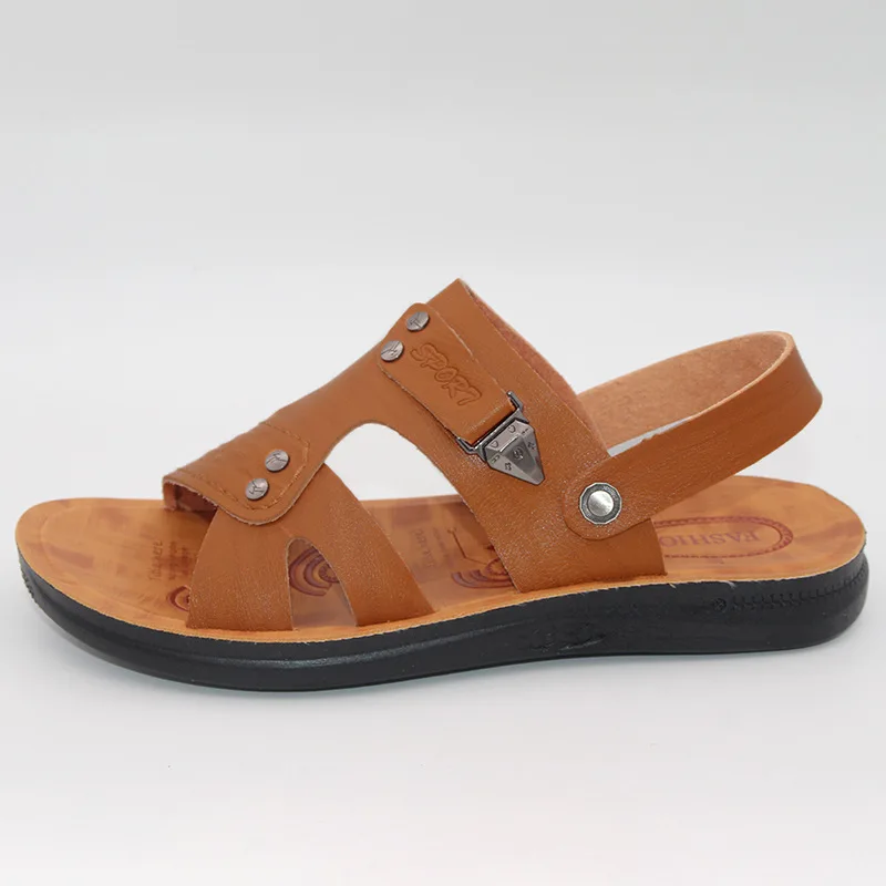 

2019 Summer New Style Men Cowhide Sandals Beach Slippers Gladiator Sandals Middle-aged Sandals Home