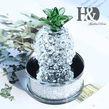 

H&D Crystal Pineapple Crafts With Rhinestone Base Fengshui Paperweight Home Decoration Figurine Party Birthday Christmas Gifts