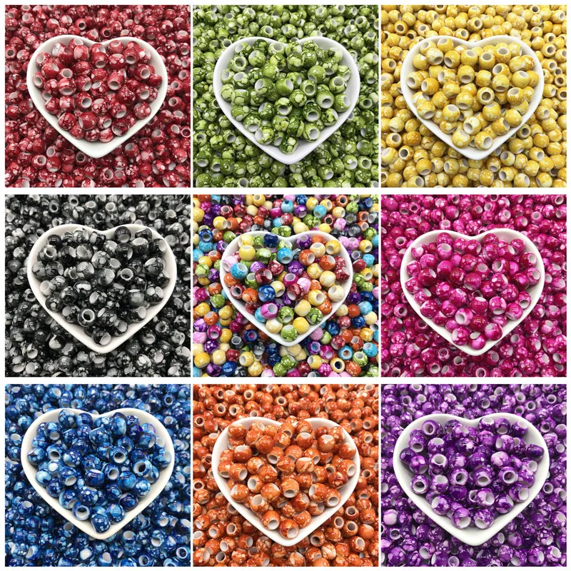 30pcs/lot 12mm Big Hole Round Beads for Jewelry Making Acrylic Beads