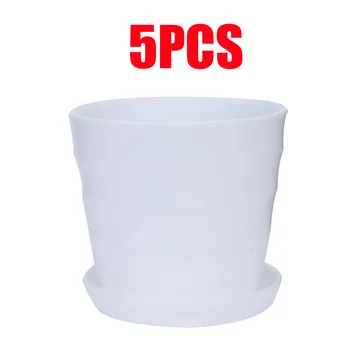 

5pcs Colourful Plastic Flower Pot Succulent Plant Flowerpot Home Office Decor Resin For Planting Flowers