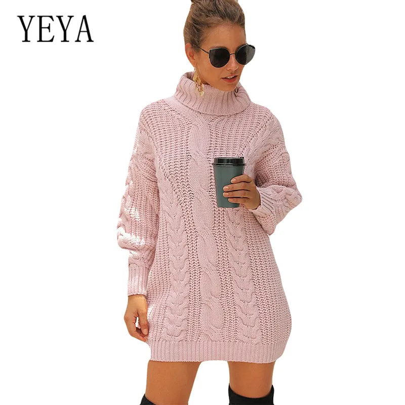 

YEYA Autumn Turtleneck Twist Knitting Sweater Women Solid Long Sleeve Hollow Out Pullover Knitting Jumper Winter Clothes Sweater