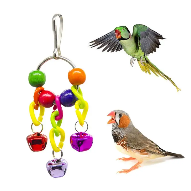 Домашнее животное птица колокольчики попугаи когти ноги ловить клетку подвесная игрушка подвеска жевательная игрушка с красочным колокольчиком N1HA