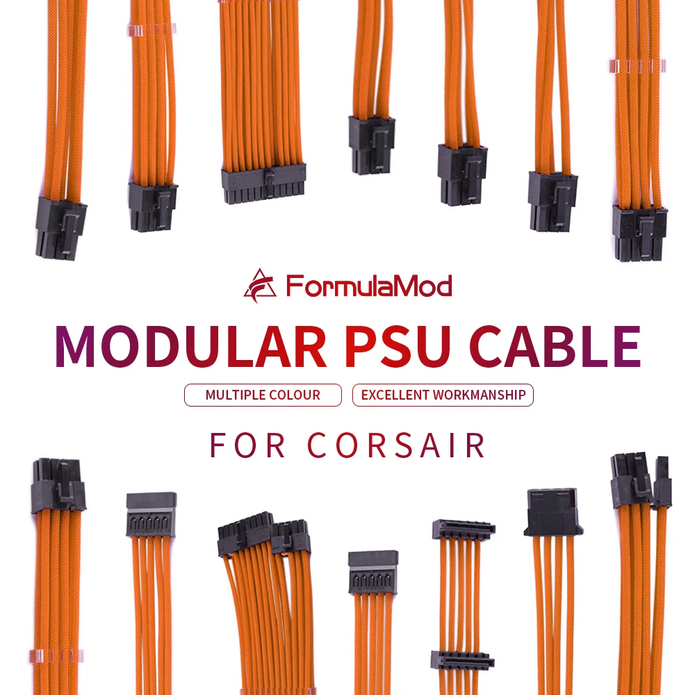 FormulaMod CORSAIR Fully Modular PSU Cable Kit 18AWG Sleeved Kit For Corsair Modular PSU Fm-BZMZ [Please check compatibility]