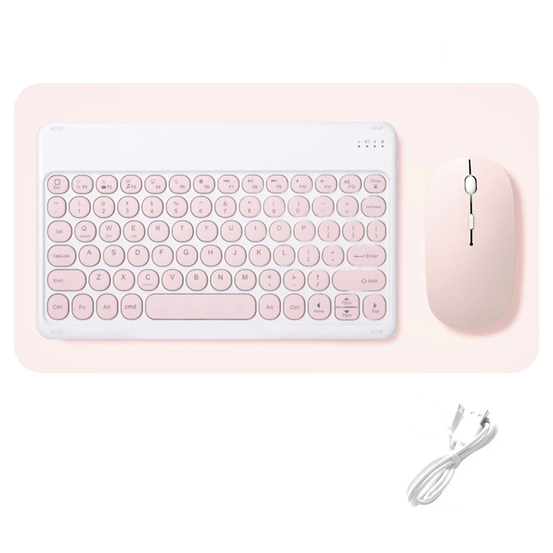 Teclado sem Fio e Mouse Combos Conjunto Redondo Bluetooth Hebraico Espanhol Francês Coreano para Ios Ipad Android Windows Telefone Tablet - Imagem 4