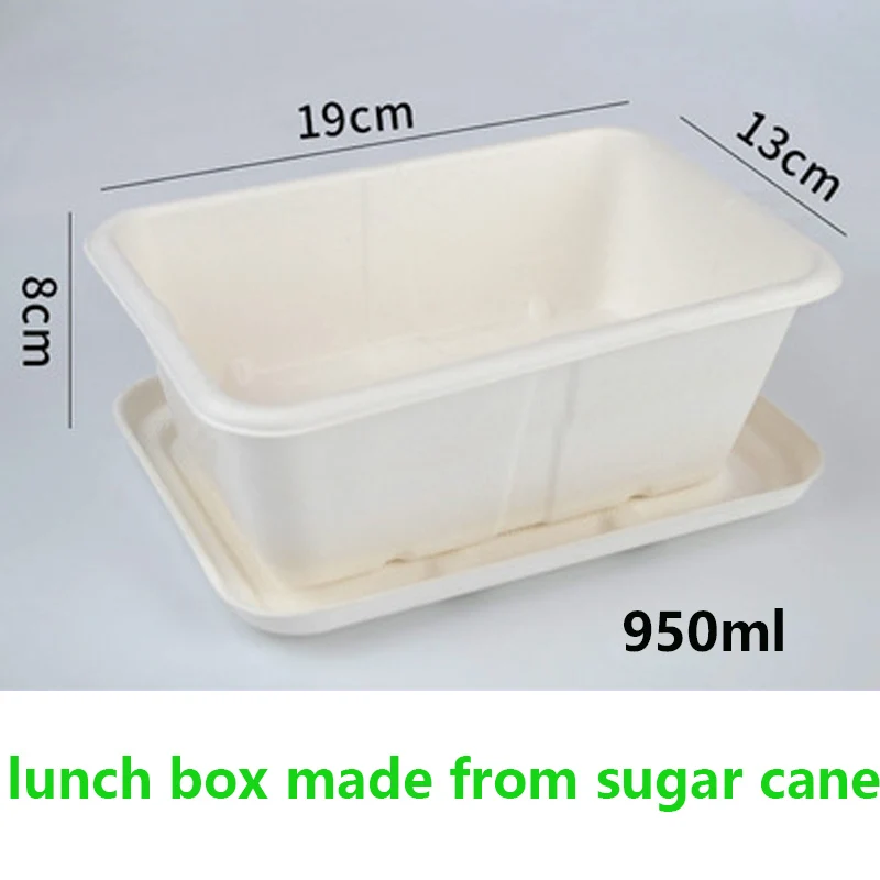 ZEQIU Disposable degradable wheat straw sugarcane environmentally friendly compost lunch box 650ml750ml950ml1000ml - Цвет: 950ml 35sets