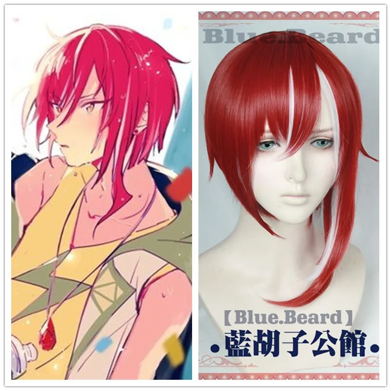 

Anime Ensemble Stars Cosplay Sakasaki Natsume Wig Red White Heat Resistant Synthetic Wig Halloween Party Anime Cosplay Wig+ Wig