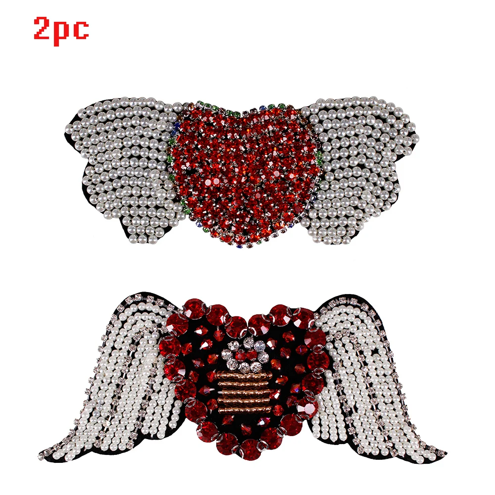 818mix heart 2pc Рукоделие любовь сердце Рука стрелка вид Стразы блесток бисера цветок аппликация на футболку нашивки для одежды обувь мешок DIY шитье - Цвет: 818mix heart 2pc