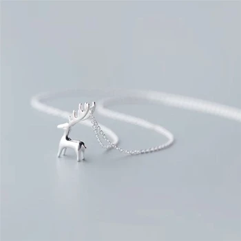 

Three-Dimensional Deer Short Clavicle Chain Pendant 925 Sterling Silver Temperament Personality Fashion Female Necklace SNE086