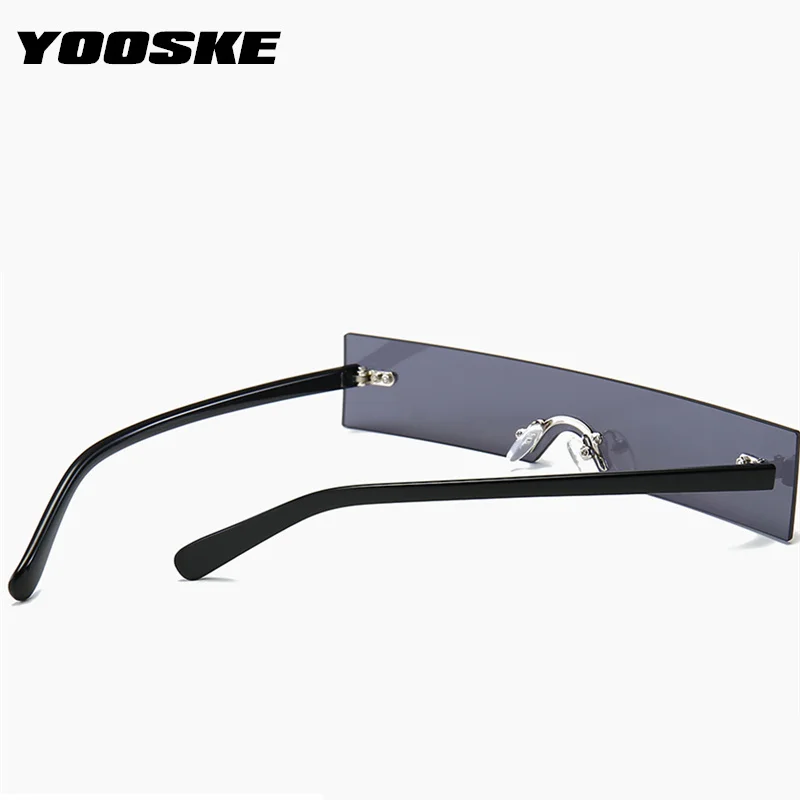 YOOSKE брендовые солнцезащитные очки без оправы женские роскошные дизайнерские прямоугольные Солнцезащитные очки Мужские Винтажные синие розовые очки женские UV400 зеркальные