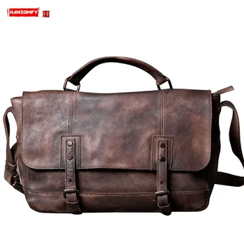 

Bag Men Handbag Shoulder Messenger Bag Foreign Trade Male Bags First Layer Cowhide Retro Casual Men's Vegetable Tanned Leather