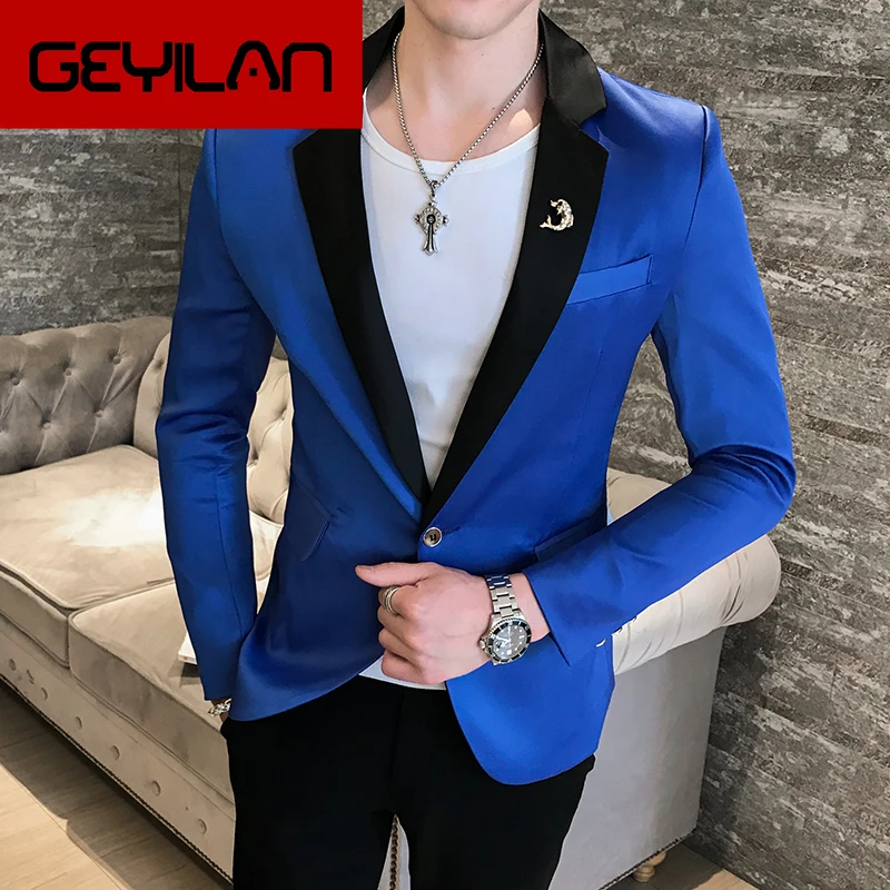 

Deep V Sexy Outfit Mens Stylish Blazer 4 Colors British Style Slim Fit Suit Jacket Men Coat Terno Masculino Veste Costume Homme