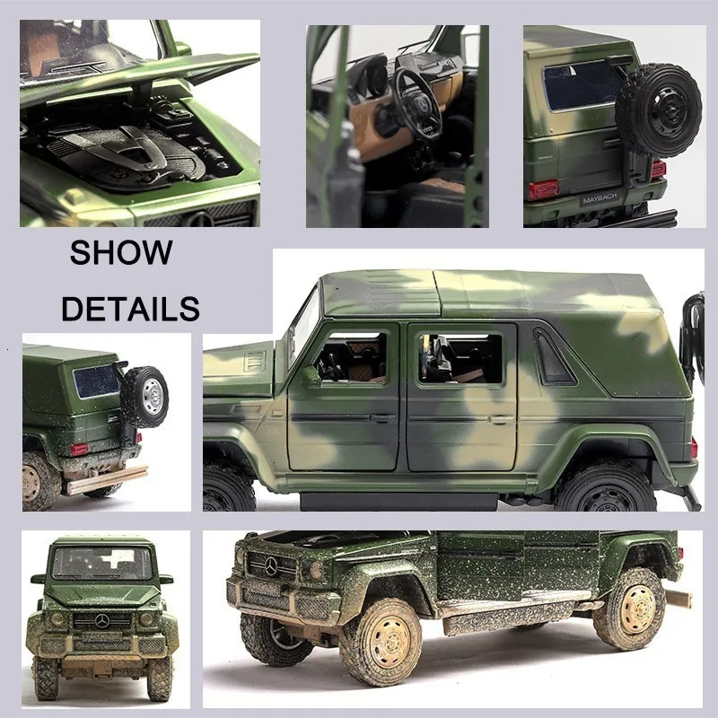 1/32 High Simulation Cast Alloy Car Model Benz G 65 0Nostalgic Camouflage Off-road Vehicle Toys For Children Collector's Edition