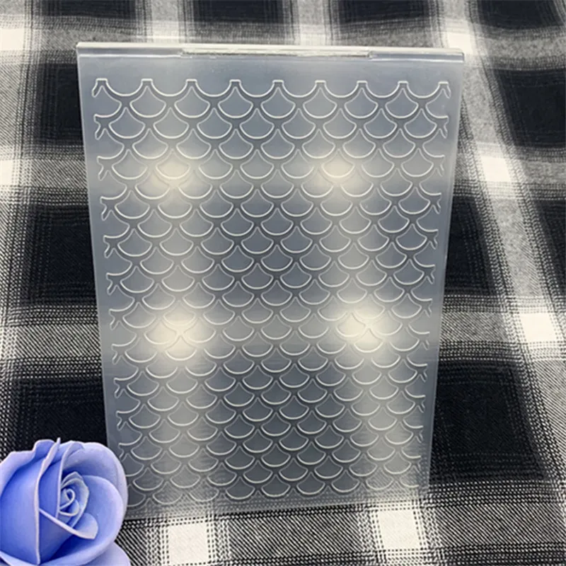 Embossed fish scale Wave Fan Diamond pattern used for scrapbook album card design folding folder embossing mold plastic embossing folder metal embossing folder