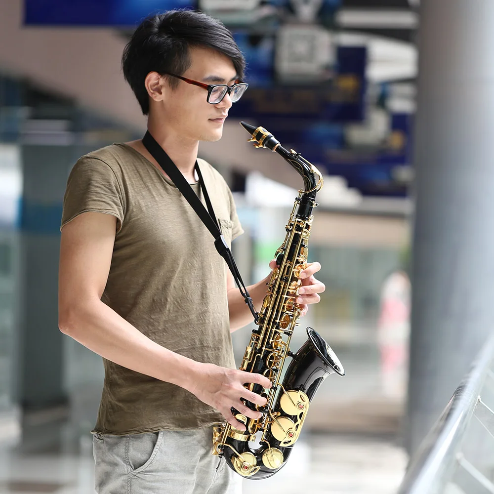 Ammoon Eb альт саксофон латунный лакированный Золотой E плоский Sax 82Z тип ключа духовой инструмент с чистящей щеткой ткань перчатки ремень
