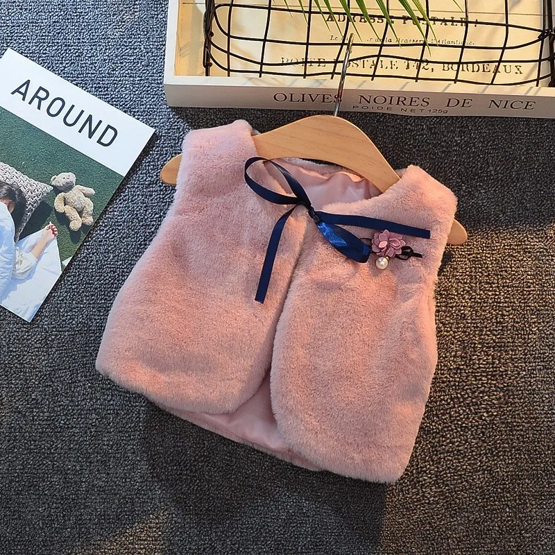 Girls Fur Hair Rabbit Clothes Vest Children for New Baby Autumn Kids Outerwear Vests Waistcoat Jackets - Цвет: Ali1421P