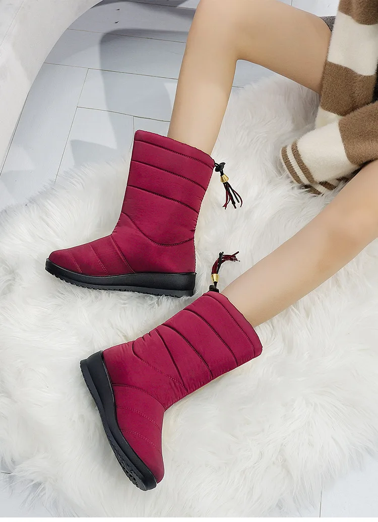 Women Boots Mid-Calf Snow Boots With Low Heels Winter Shoes Women Winter Boots Waterproof Warm Wedges Botas Mujer Shoes Female