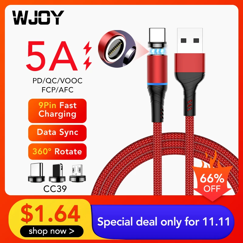 Магнитный кабель WJOY для iPhone XS Max адаптер Micro USB Type C зарядное устройство магнитный