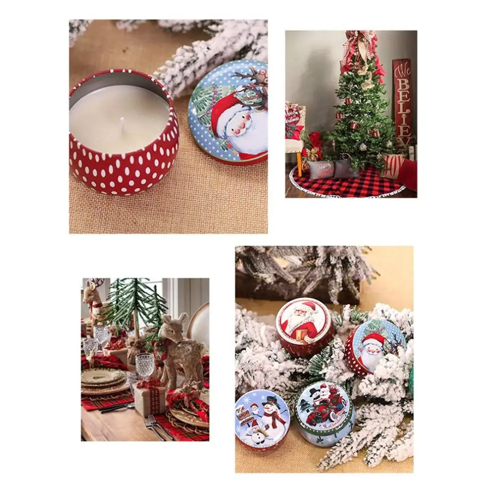 New Creative Tinplate Tint Christmas Smokeless Candle Gift Christmas Day Atmosphere Candle Christmas Decoration