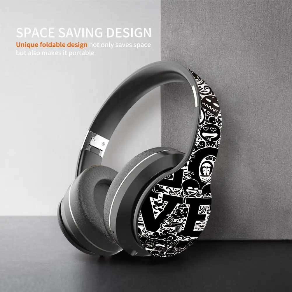 

TWISTER.CK BT Headset Graffiti Pattern Head-mounted Wireless Bluetooth Headphone Universal for PC Phone Plug-in Card Foldable