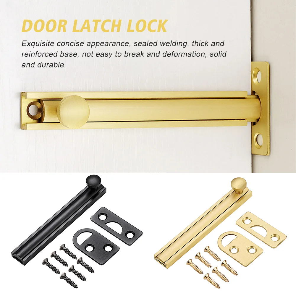 Concealed With Screws Security Gate Barn Brass Door Latch Lock Easy Install Anti Theft Home Windows Slide Bolt Hardware Bathroom |