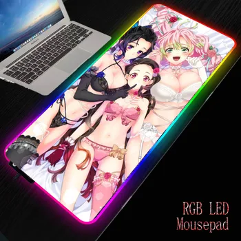 

XGZ Best RGB Mouse Pad Sexy Girl Anime Demon Killer Kimetsu No Yaiba Led Mouse Pad with Backlight Keyboard Keyboard Pad Mause