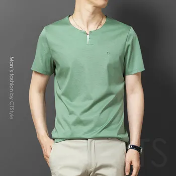 

Short-sleeved men's t-shirt casual breathable half-sleeved top 9101