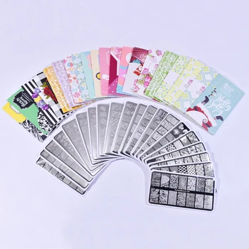 

20PCS Nail Stamping Plates Set BeautyBigBang Geometry Lace Flower Leaves Striped Image Design Nail Art Plate Template Set