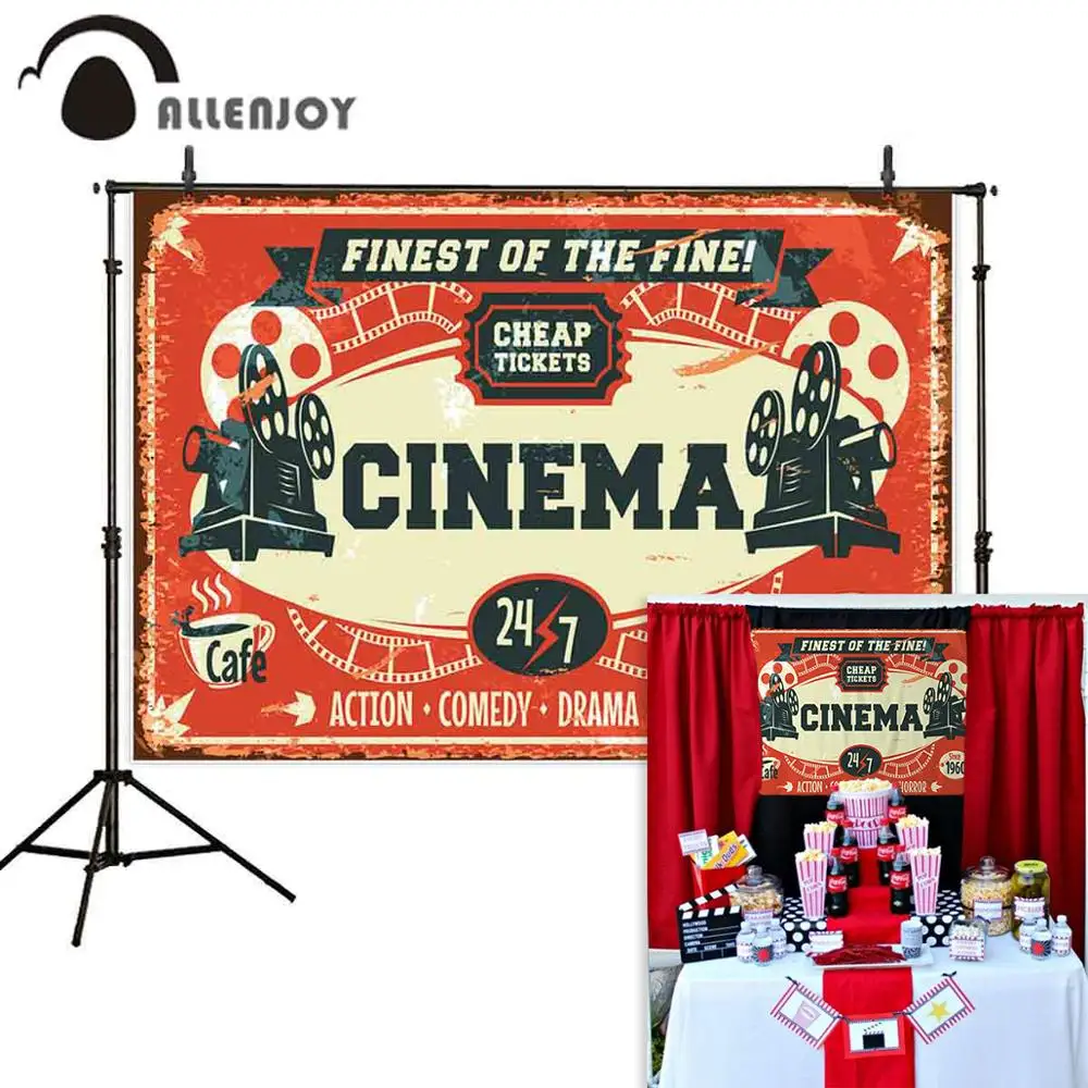 Фон для фотосъемки Allenjoy винтажный кинотеатр день рождения фотосессия фототкань |