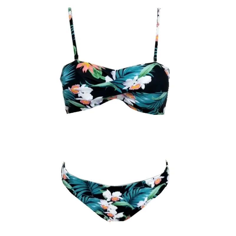 

2020 Women Swimwear Bandeau Floral Print Bikini Set Female Swimsuit Swimming Suit Beach Wear Girl Bikinis Mujer