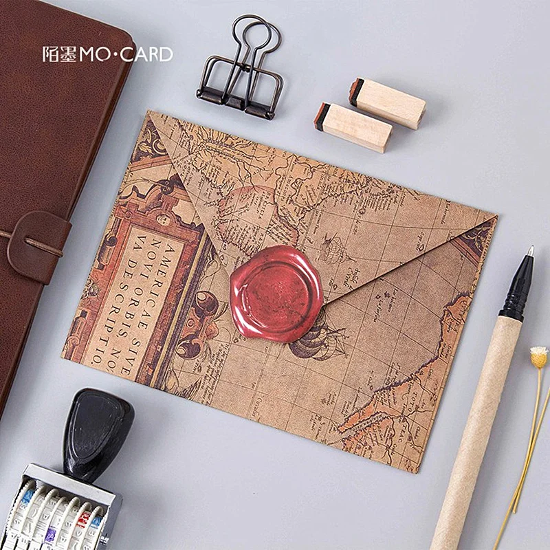 

46Pcs/pack Fire Seal Paper Envelope European Style Message Card Letter Stationary Storage Paper Sticker Gift