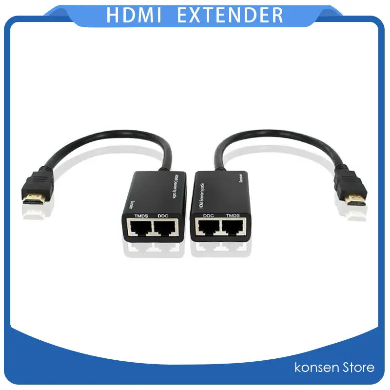 1 пара 30 м HDMI удлинитель более RJ45 CAT5e CAT6 UTP сетевого кабеля повторитель 1080P 3D до 100 футов Удлинительный шнур для