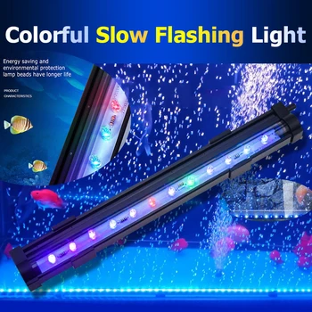 

15-45.5CM Aquarium Fish Tank LED Bubble Light Diving Light Colorful Light Waterproof Strip Light Lamp EU US Plug Decor Lighting