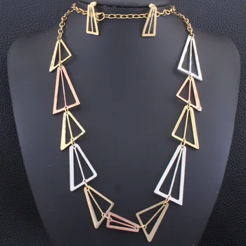 

83CM Long Chains Sweater Necklace & Stud Earrings Gold Color Fashion Stainless Steel Jewelry Sets For Women SEDZDACA